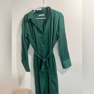 Abercrombie and Fitch Linen-Blend Midi Shirt Dress